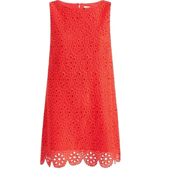 Hill House Dresses & Skirts - Hill House Charlie Shift Mini Dress Poppy Red Scallop Lace Small Holidays Party